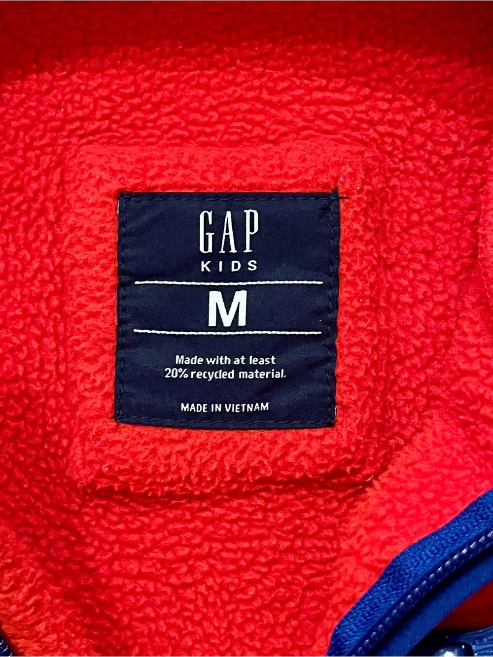 Gap Kids Boys Size 8 (M) Red & Navy Blue Colorblock Fleece Pullover EUC
